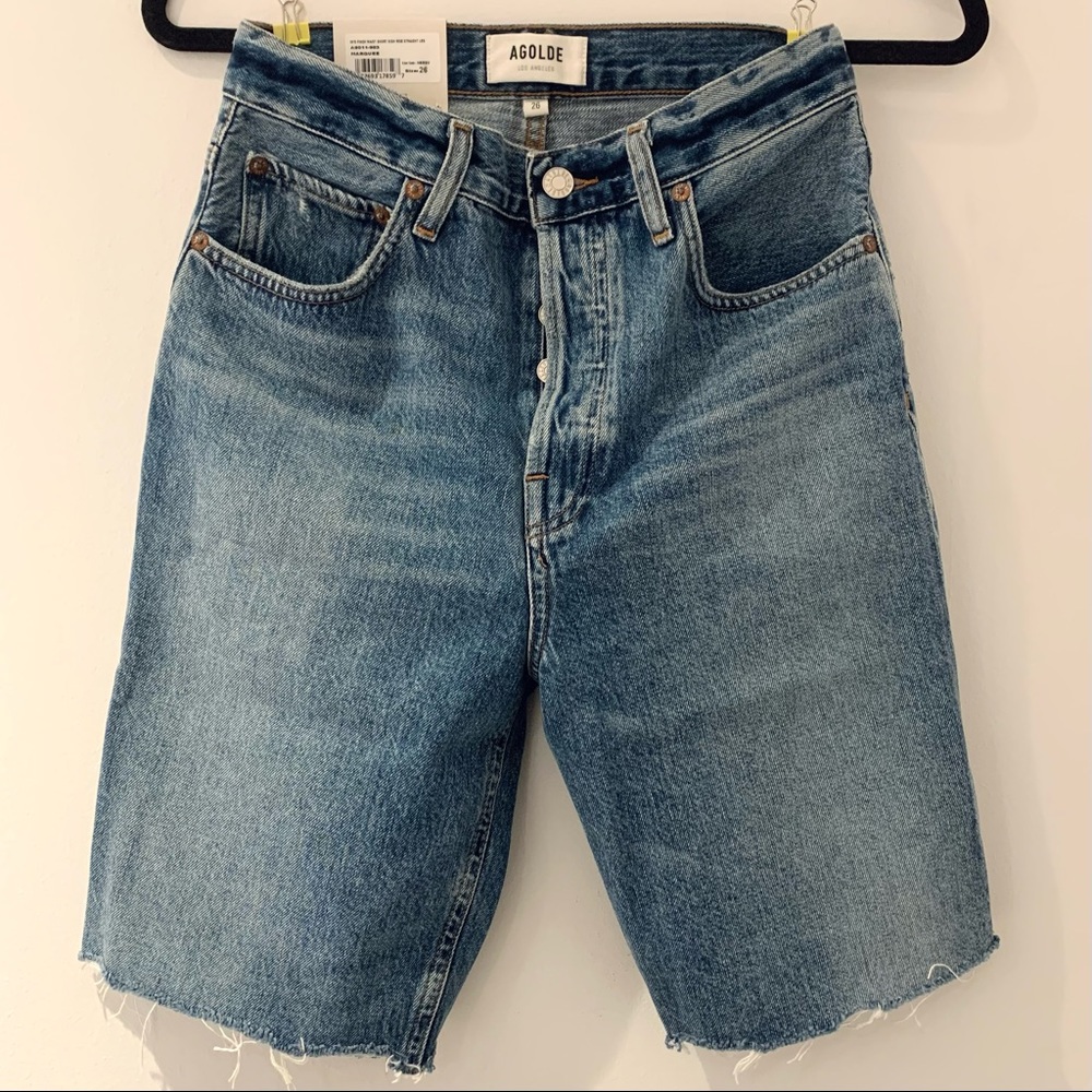 Agolde Faded Blue High-Rise Denim Bermuda Shorts - Picture 5 of 10